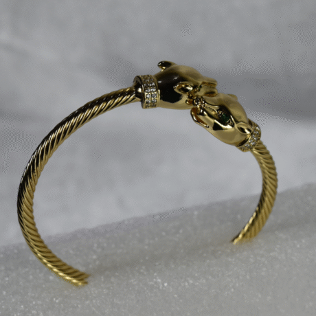 Dual Panther Head Cuff Bracelet