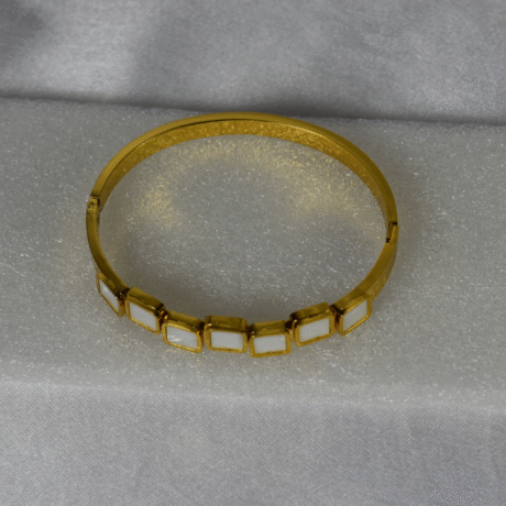 White Enamel Square Bangle