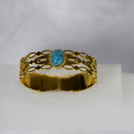 Turquoise Stone Openwork Bangle