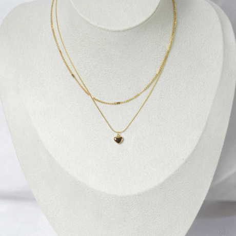 Mini Heart Dual Chain Necklace