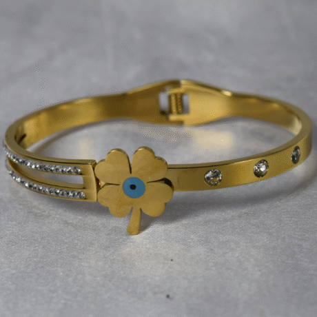 Four-Leaf Clover Evil Eye Bangle