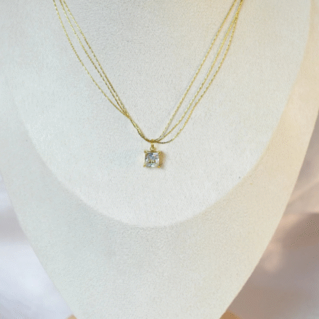 Square Crystal Layered Necklace