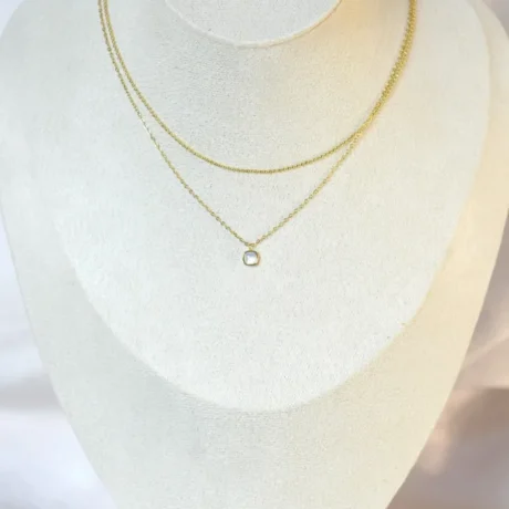 Dual Layer Gold Solitaire Necklace