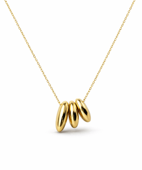 Golden Pebble Trio Necklace
