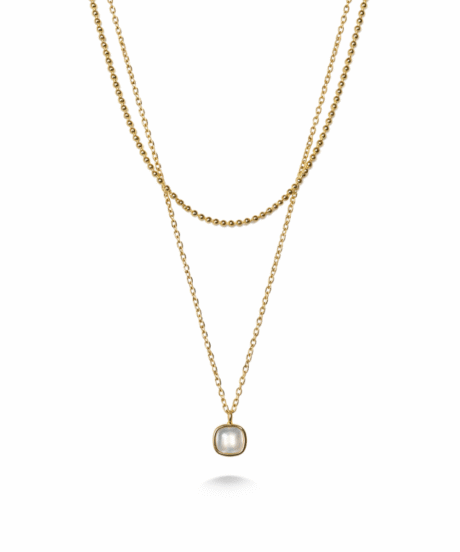 White Stone Layered Necklace