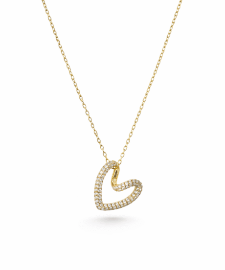 Glow Open Heart CZ Diamond Pendant Necklace