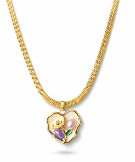 Pearl Drop Floral Necklace