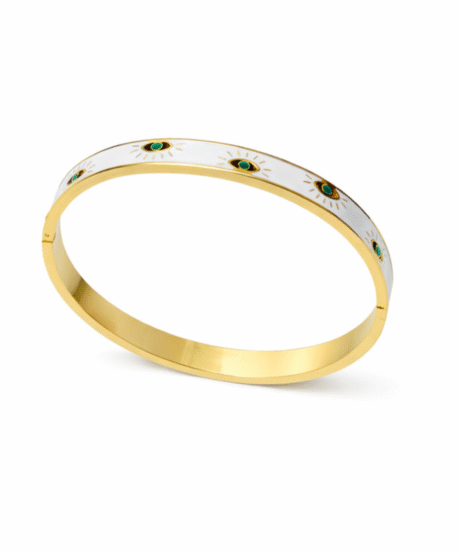 White enamel evil eye kada