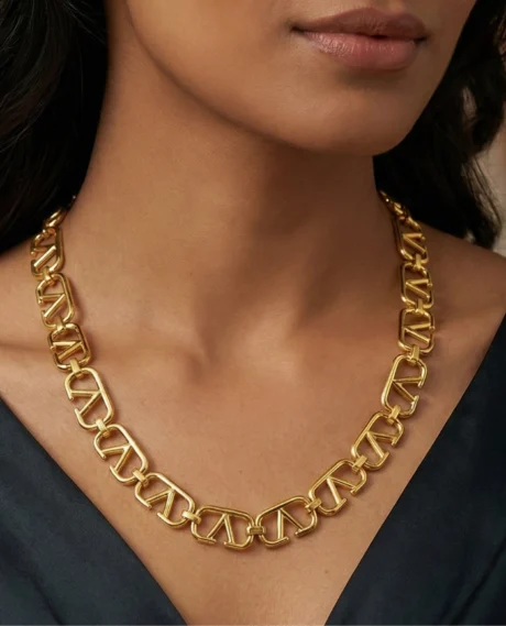 V-Cut Rectangle Bow Necklace