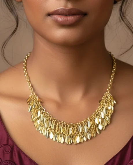 Golden Leaf Cluster Necklace