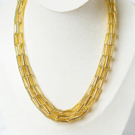 18K Gold Plated Double Layer Rectangular Link Necklace