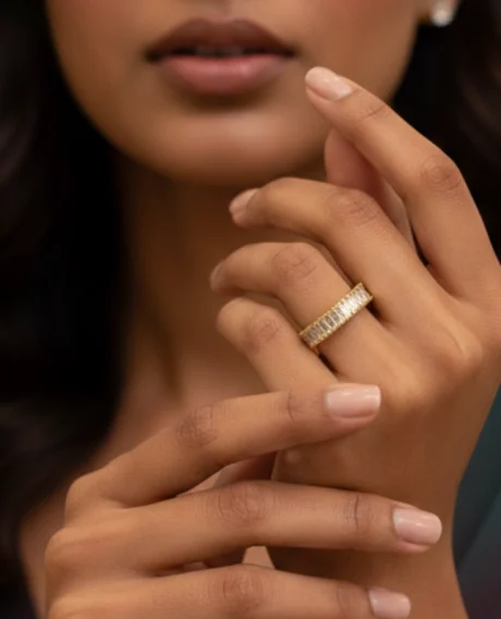 Luxe Baguette Crystal Cuff Ring