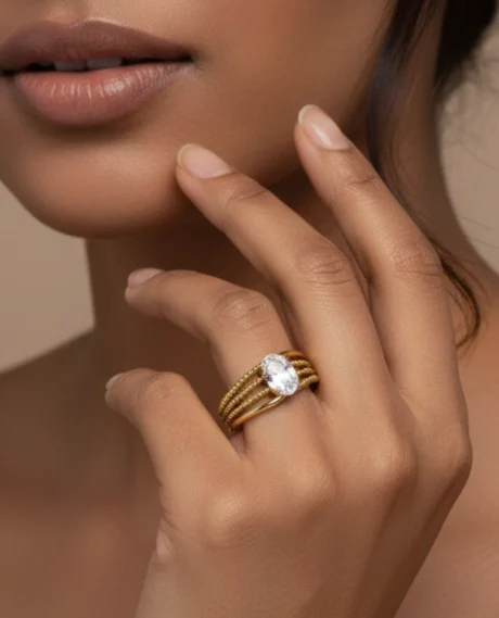 Oval Crystal Beaded Ring