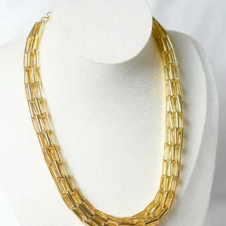 18K Gold Plated Double Layer Rectangular Link Necklace