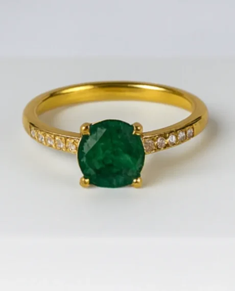 Emerald CZ Diamond Ring