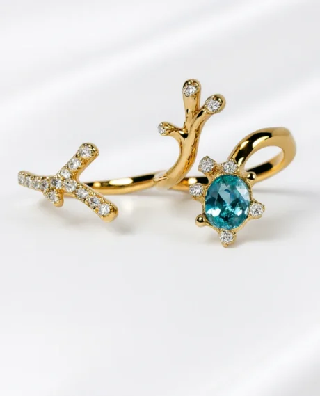 Blue Crystal Open Branch Ring