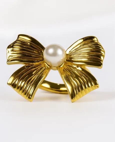Pearl Bow Bold Ring