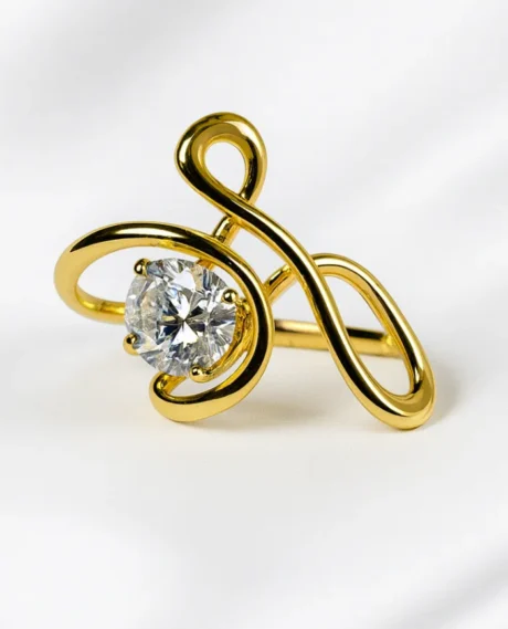 Bold Sclupted Crystal Adjustable ring