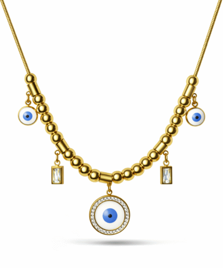 Golden Aura Triple Evil Eye Necklace