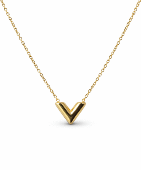 V Shape Gold Plated Chain Pendant