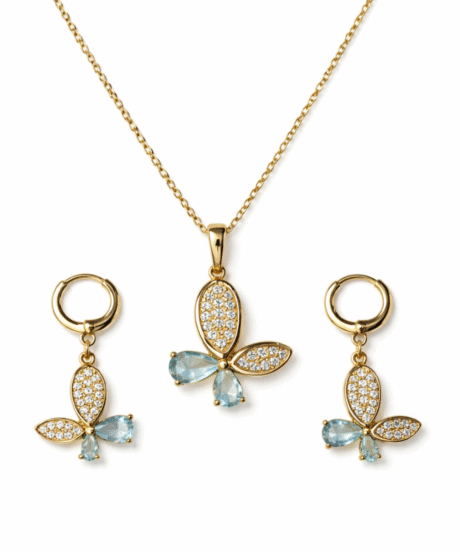 Aqua Butterfly Diamond &Crystal