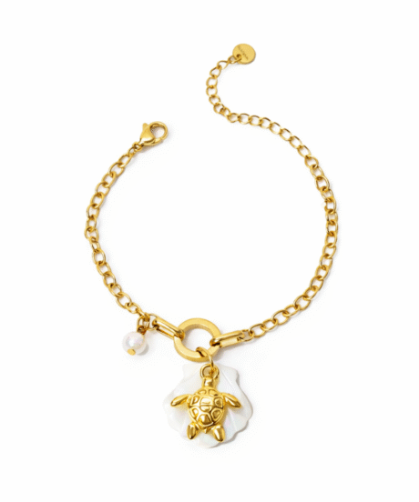 Ocean Turtle Seashell Charm Bracelet