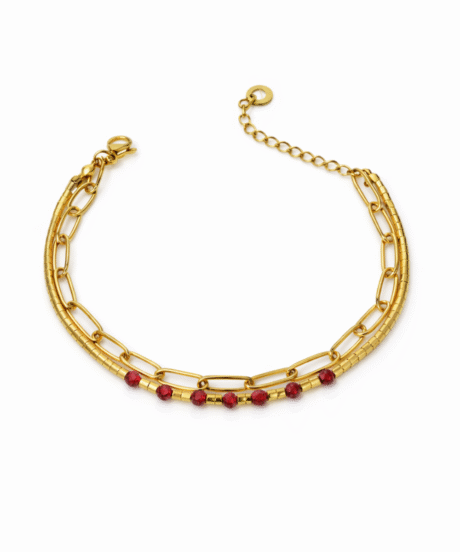 Ruby Beaded Chain Bracelets
