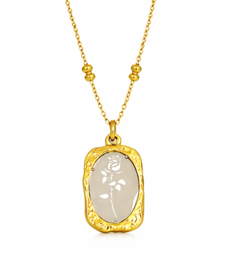 Gold Plated Dual Tone Rectangle Chain With Pendant