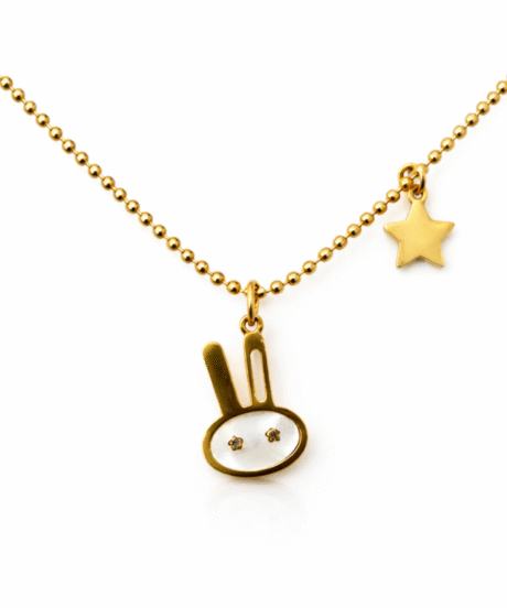 Starry Bunny Charm Pendant Necklace
