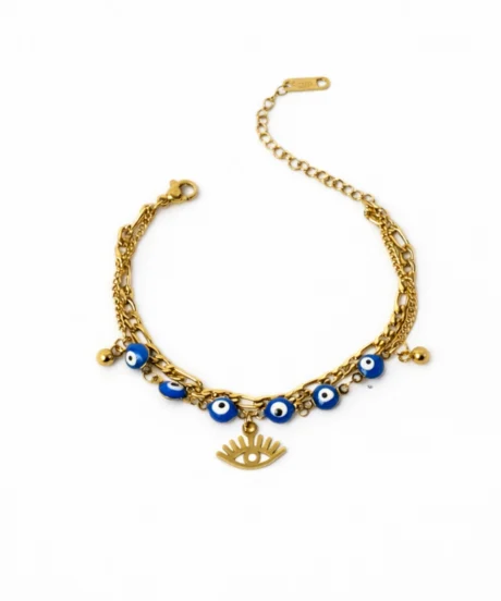 Golden Evil Eye Protection Layered Bracelet