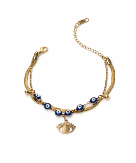Rose Gold Evil Eye Protection Layered Bracelet