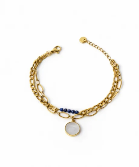 Luna Pearl Charm Layered Bracelet