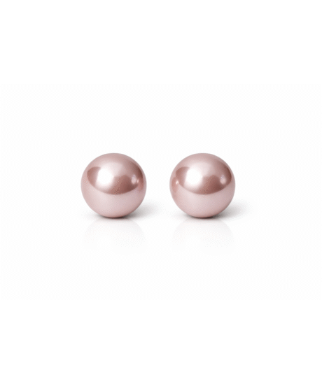 Large Rose Gold Pearl Stud Earrings Single Coated