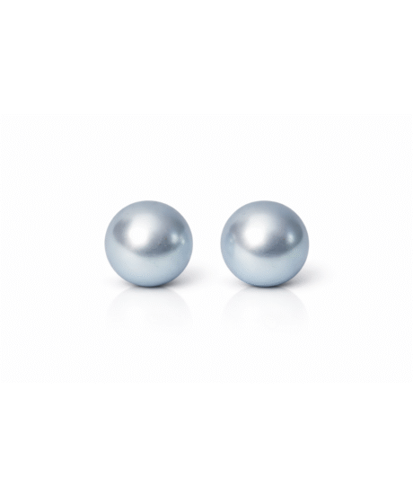 Large Ice Blue Double Coated Pearl Stud Earrings