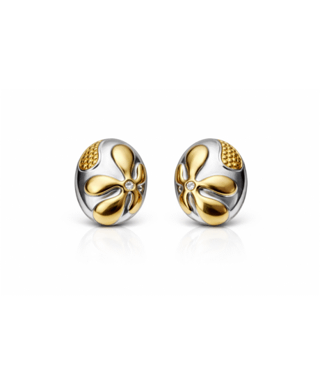 Gold Plated Dual Shade Seashell Stud Earring