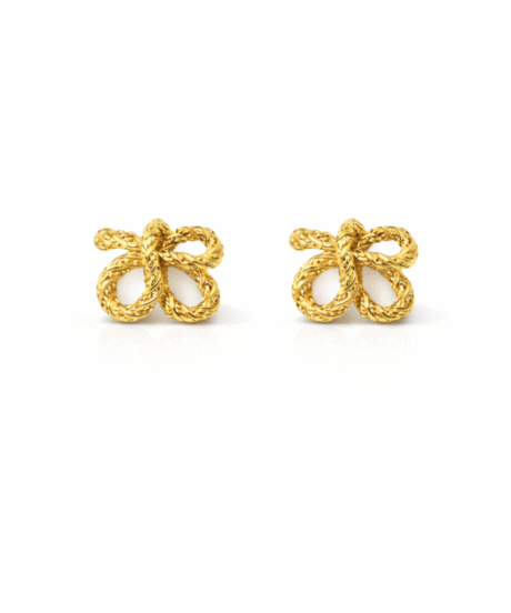 Gold Plated Rope Knot Twisted Stud Earrings