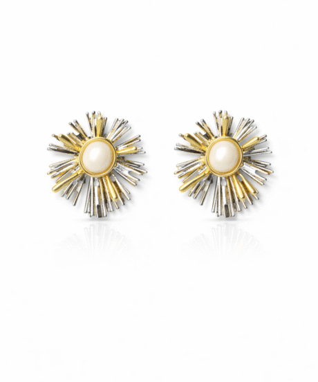 Dual Tone Gold Plated Sun Rays Earring