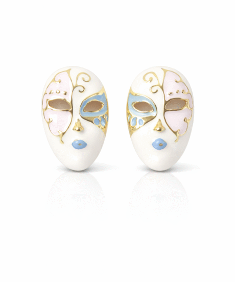 Masquerade Blue Face Enamel Stud Artistic Mask Earrings