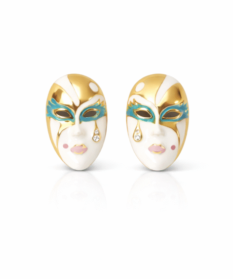 Masquerade Tear Drop Multicolor Face Enamel Stud Artistic Mask Earrings