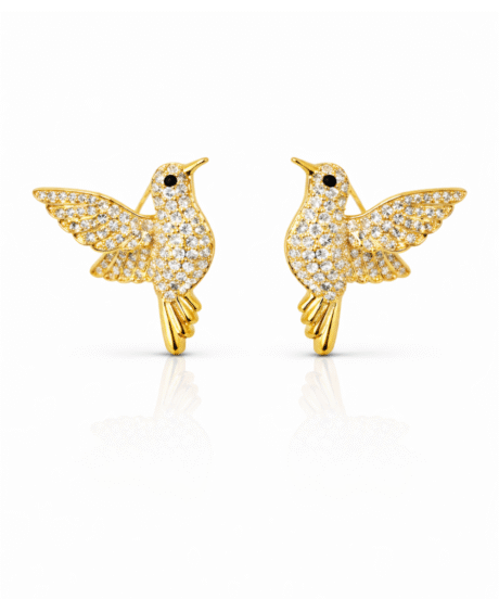 Aviana Bird Gold Plated Diamond Zirconia Bird Earrings