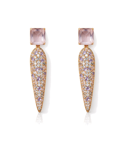 Rose Luxe Gold Plated Zirconia Cocktail Drop Earrings