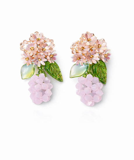 Petalora Floral Drop Pink Green Petal Dangler Earrings