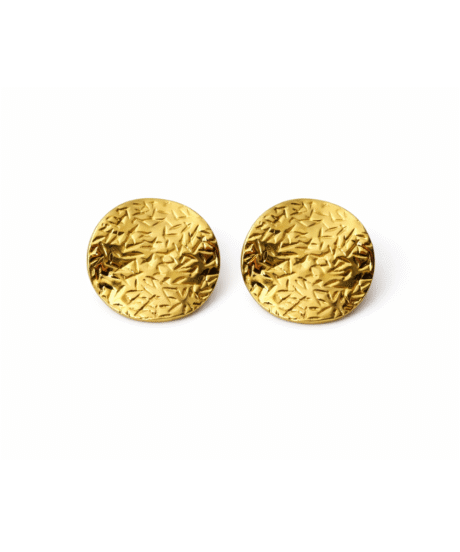 Golden Textured Coin Stud Earrings