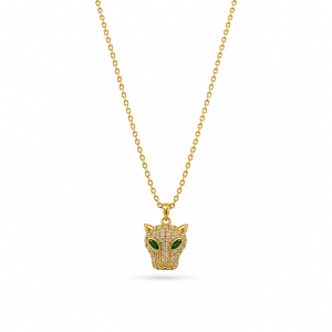 Emerald Panther Pendant Necklace