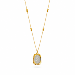 Dual Tone Rectangle Pendant Necklace