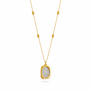 Dual Tone Rectangle Pendant Necklace