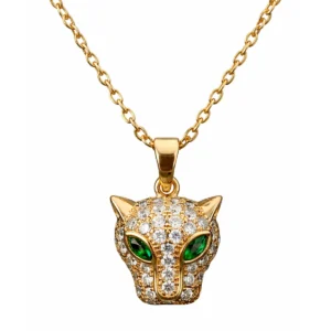 Emerald Panther Pendant Necklace