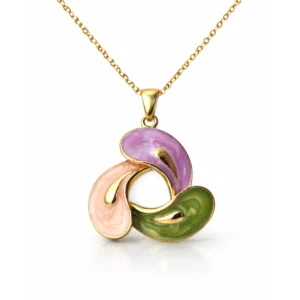 Enamel Wave Pendant Necklace