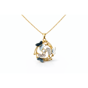 Butterfly Pearl Charm Necklace