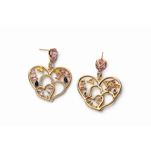 Rose Heart Statement Stud Earrings